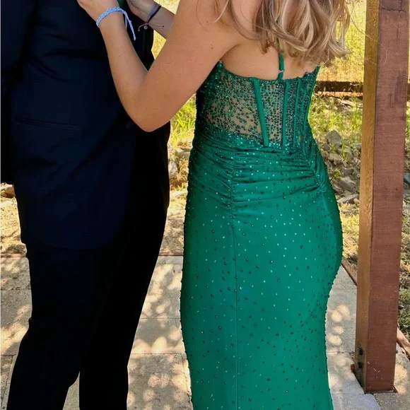 Green sequin Faviana corset dress (size 4) - Picture 2 of 3